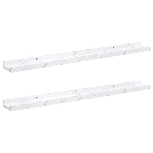 vidaXL Wall Shelf 2 pcs White Marble 80 x 9 x 3 cm Engineered Wood