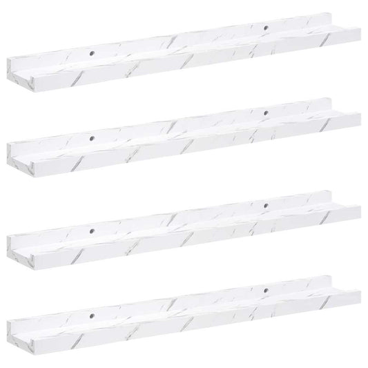 vidaXL Wall Shelf 4 pcs White Marble 60 x 9 x 3 cm Engineered Wood