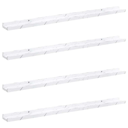 vidaXL Wall Shelf 4 pcs White Marble 100 x 9 x 3 cm Engineered Wood