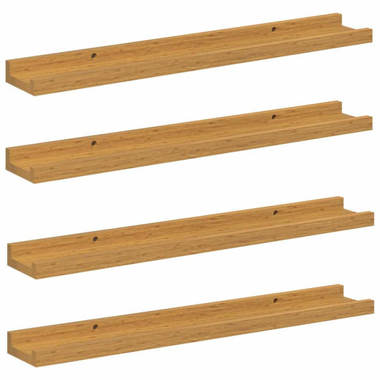 vidaXL Wall Shelf with Shelf 4 pcs Beige 60 x 9 x 3 cm Engineered Wood