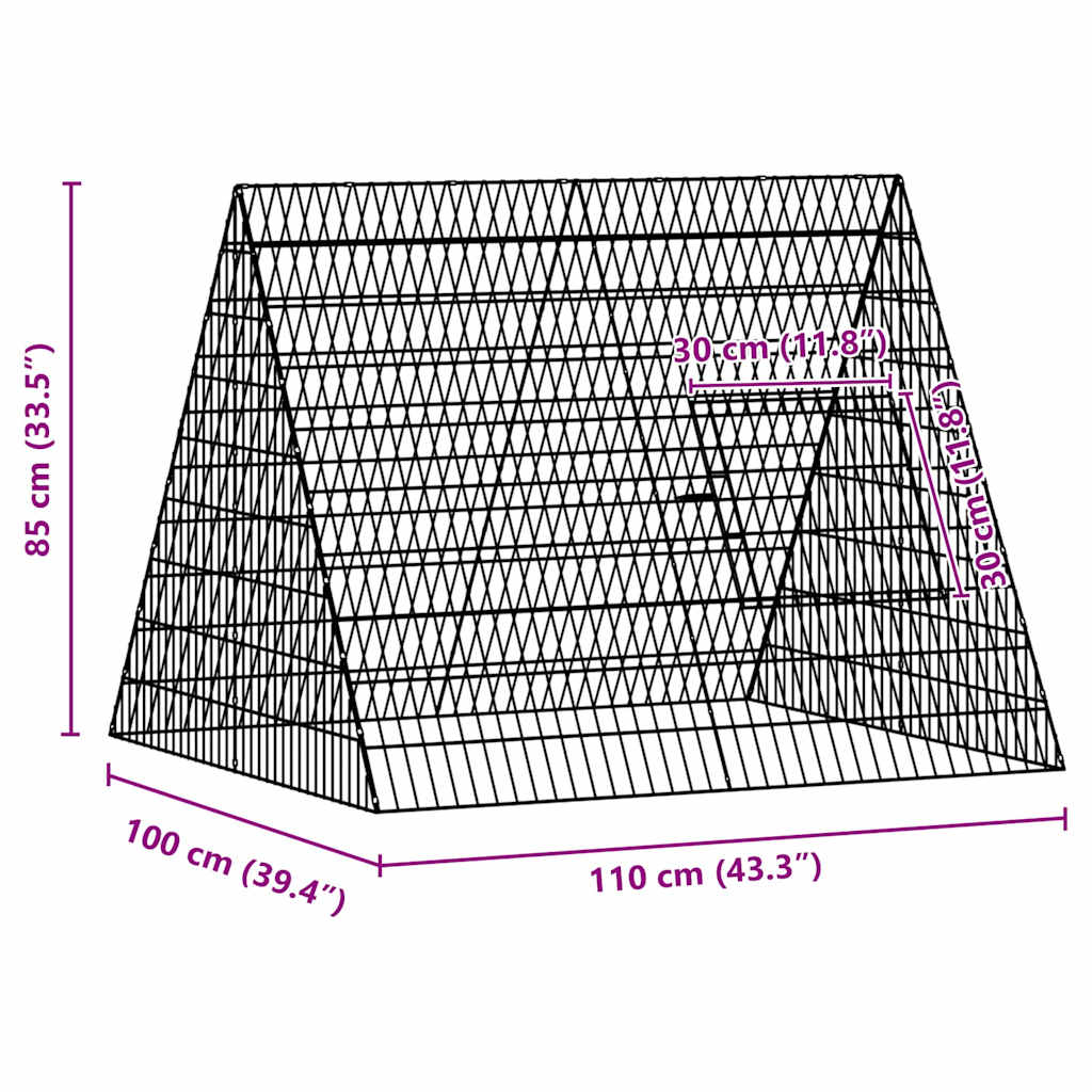 vidaXL Rabbit Cage Silver 110 x 100 x 85 cm Galvanised Steel