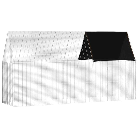 vidaXL Rabbit Cage Silver 400 x 100 x 210 cm Galvanised Steel