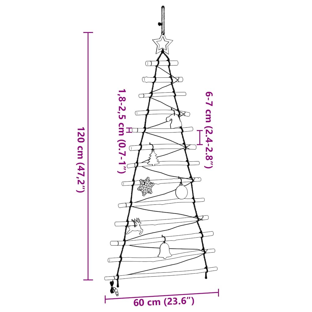 vidaXL Christmas Tree Natural 120 cm Solid Ash Wood