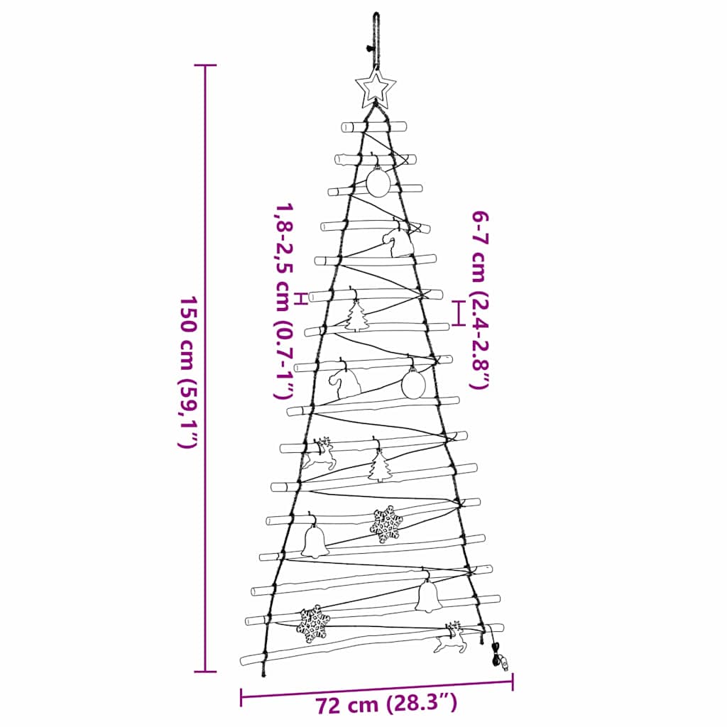 vidaXL Christmas Tree Natural 150 cm Solid Ash Wood