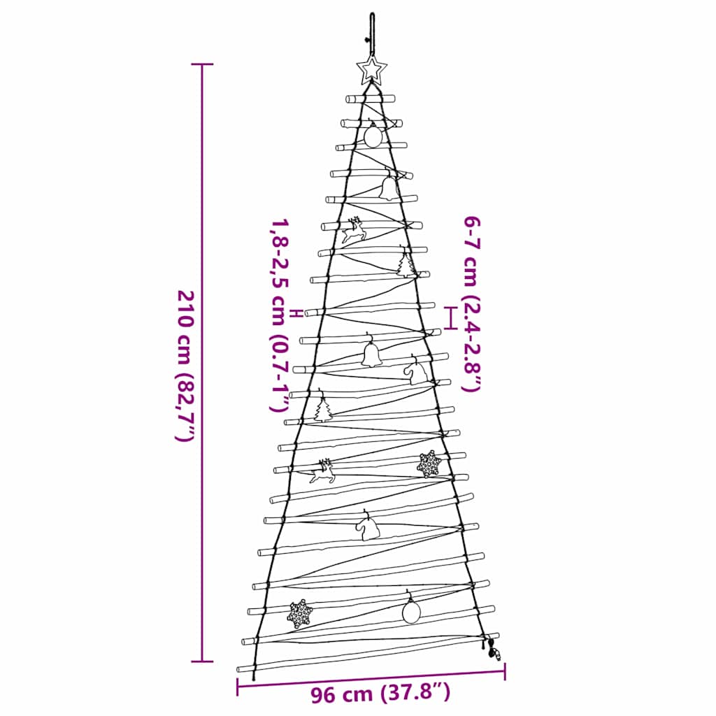 vidaXL Christmas Tree Natural 210 cm Solid Ash Wood