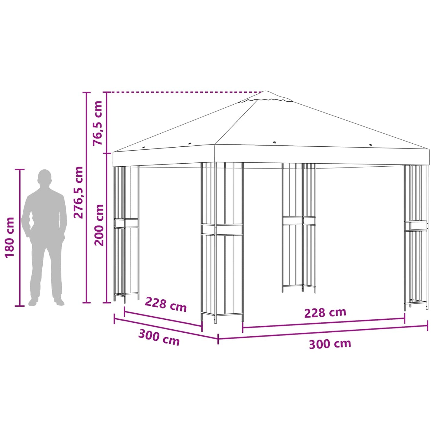 vidaXL Gazebo 3 x 3 m Orange Polyester and Steel 190 gsm