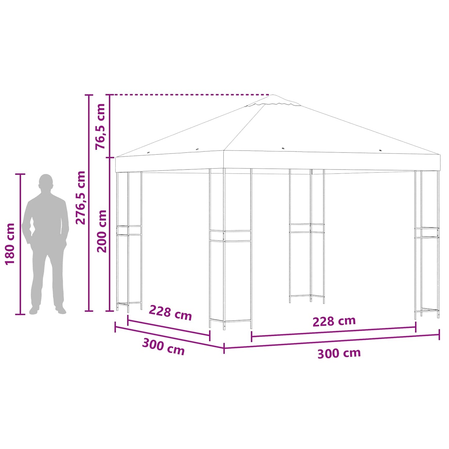 vidaXL Gazebo 3 x 3 m Orange Polyester and Steel 190 gsm