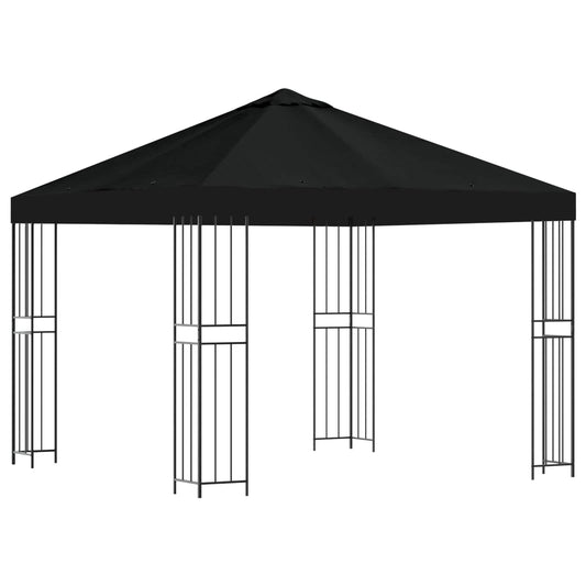 vidaXL Gazebo 3 x 3 m Black Polyester and Steel 190 gsm