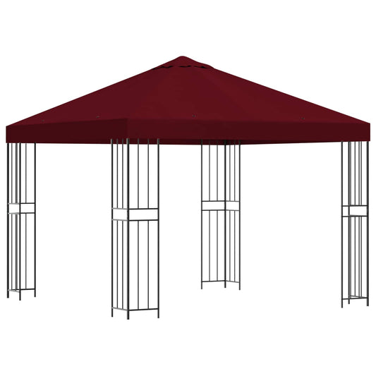 vidaXL Gazebo 3 x 3 m Burgundy Polyester and Steel 190 gsm