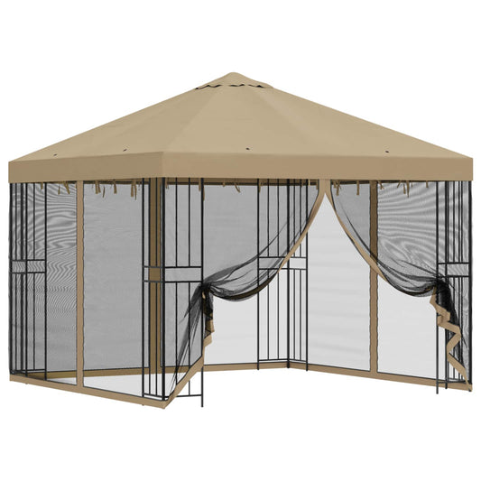 vidaXL Garden Gazebo with Sidewalls 3 x 3 m Beige Polyester and Steel
