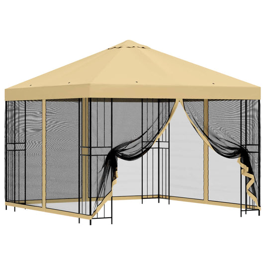 vidaXL Garden Gazebo with Sidewalls 3 x 3 m Cream Polyester and Steel