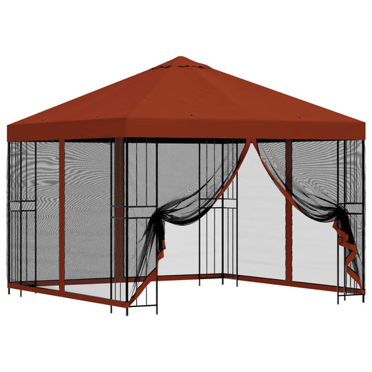 vidaXL Garden Gazebo with Sidewalls 3 x 3 m Terracotta