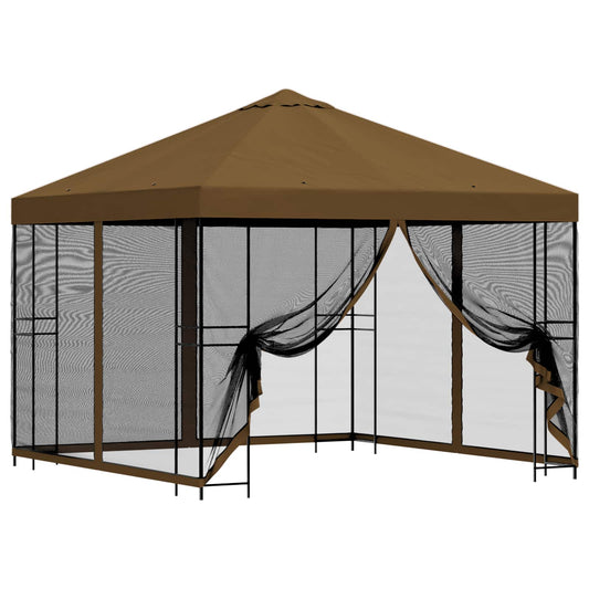 vidaXL Garden Gazebo with Sidewalls 3 x 3 m Taupe Polyester and Steel