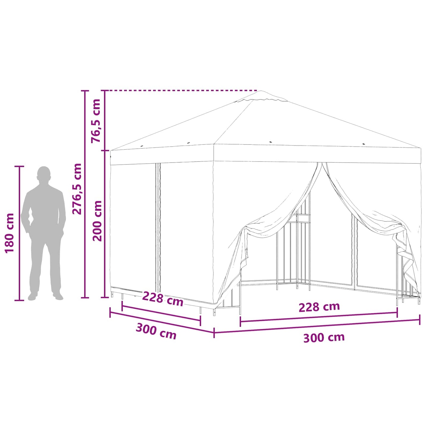 vidaXL Garden Gazebo with Sidewalls 3 x 3 m Taupe Polyester and Steel