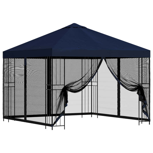vidaXL Garden Gazebo with Sidewalls 3 x 3 m Blue Polyester and Steel