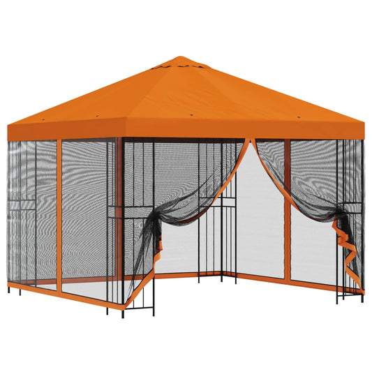 vidaXL Garden Gazebo with Sidewalls 3 x 3 m Orange Polyester and Steel