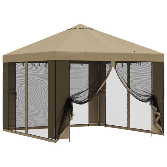 vidaXL Garden Gazebo with Sidewalls 3 x 3 m Beige Polyester and Steel