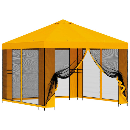 vidaXL Garden Gazebo with Sidewalls 3 x 3 m Yellow Polyester and Steel