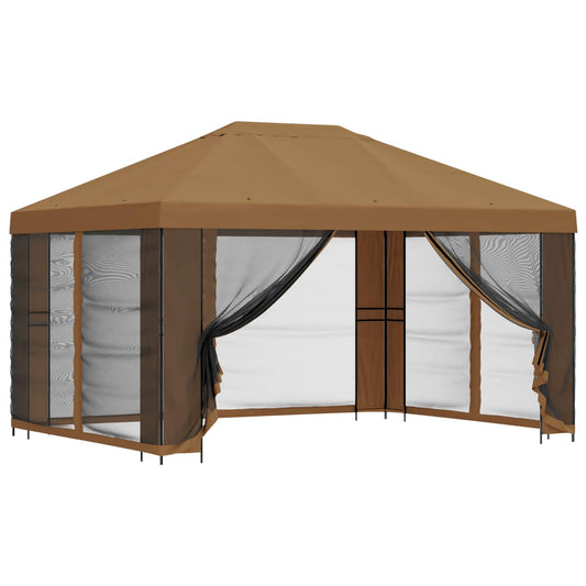 vidaXL Garden Gazebo with Sidewalls 4 x 3 m Beige Polyester and Steel