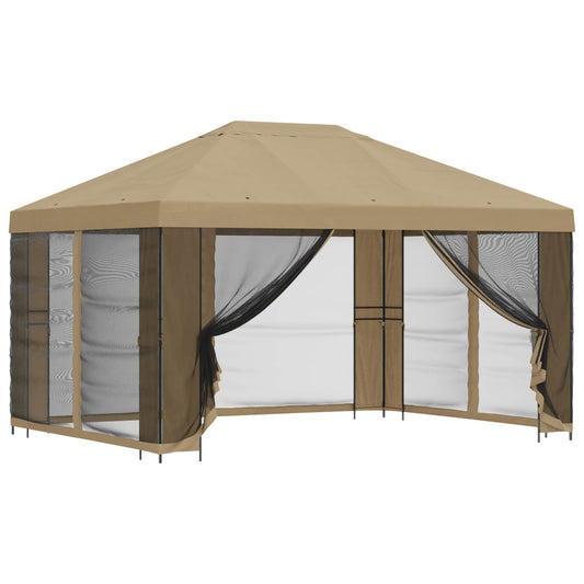 vidaXL Garden Gazebo with Sidewalls 4 x 3 m Beige Polyester and Steel