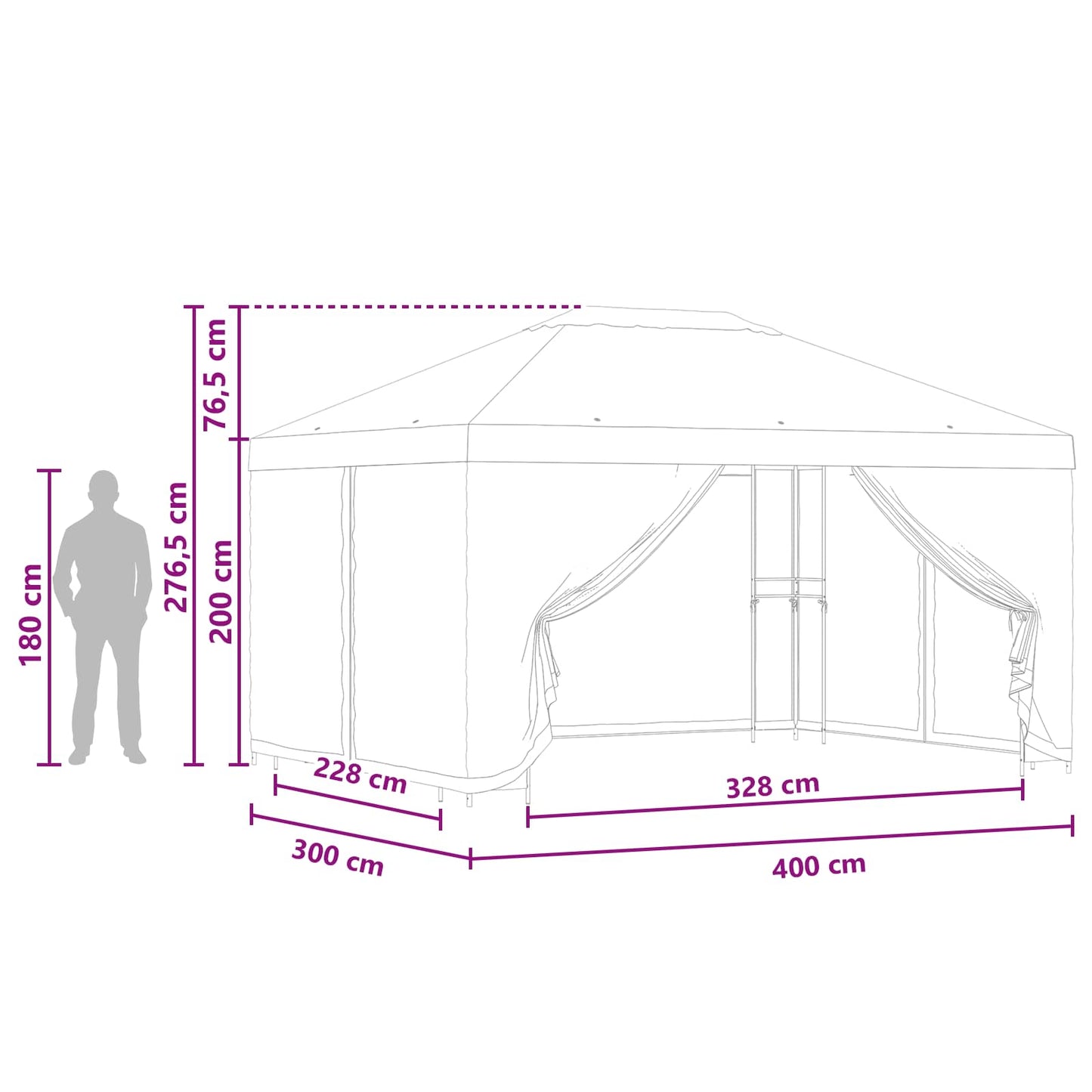 vidaXL Garden Gazebo with Sidewalls 4 x 3 m Anthracite