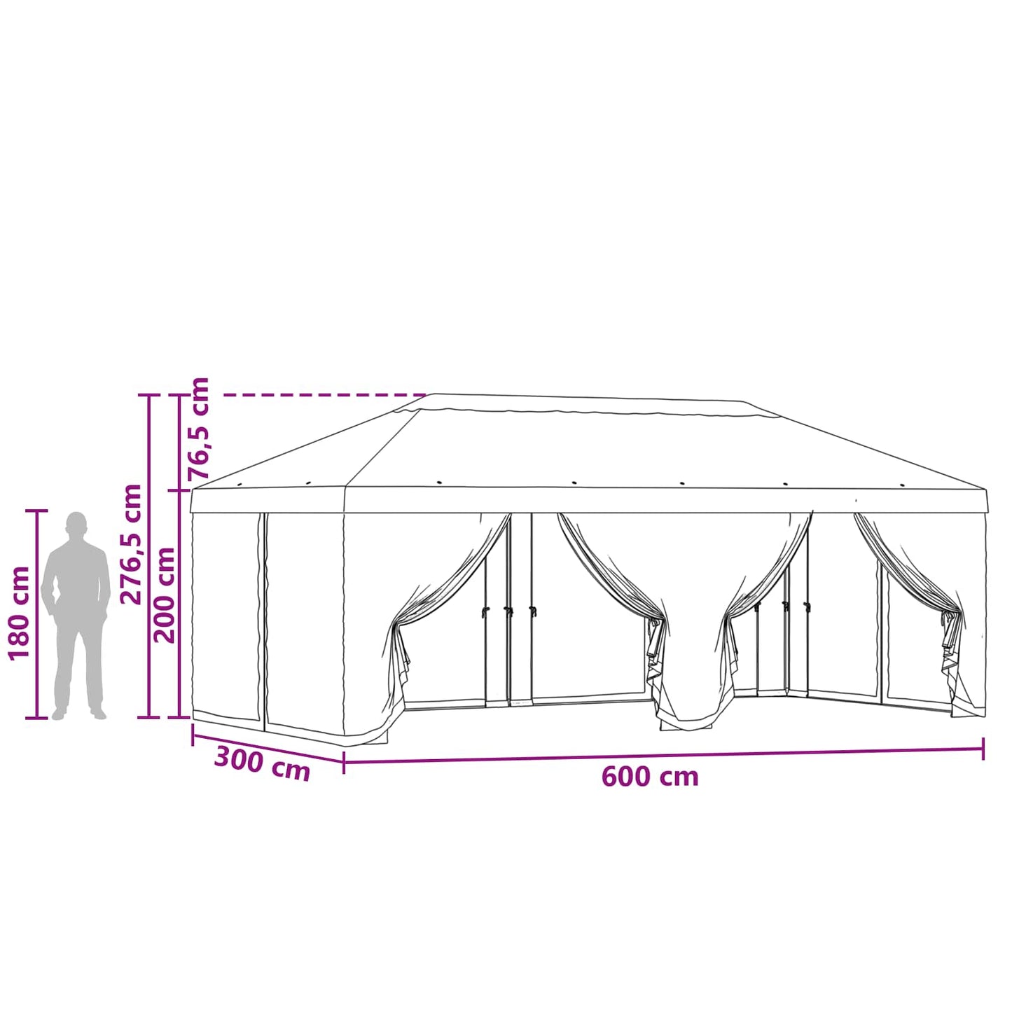 vidaXL Gazebo Cover with Sidewalls 6 x 3 m Blue Polyester 190