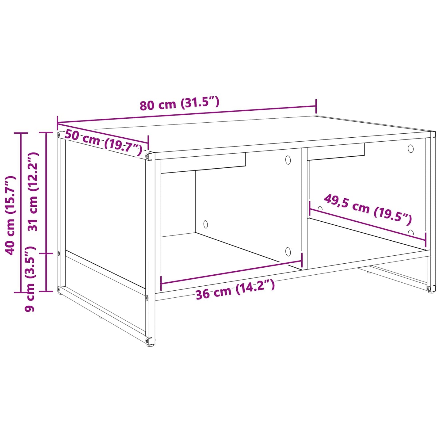 vidaXL Coffee Table Old Wood 80 x 50 x 40 cm Engineered Wood