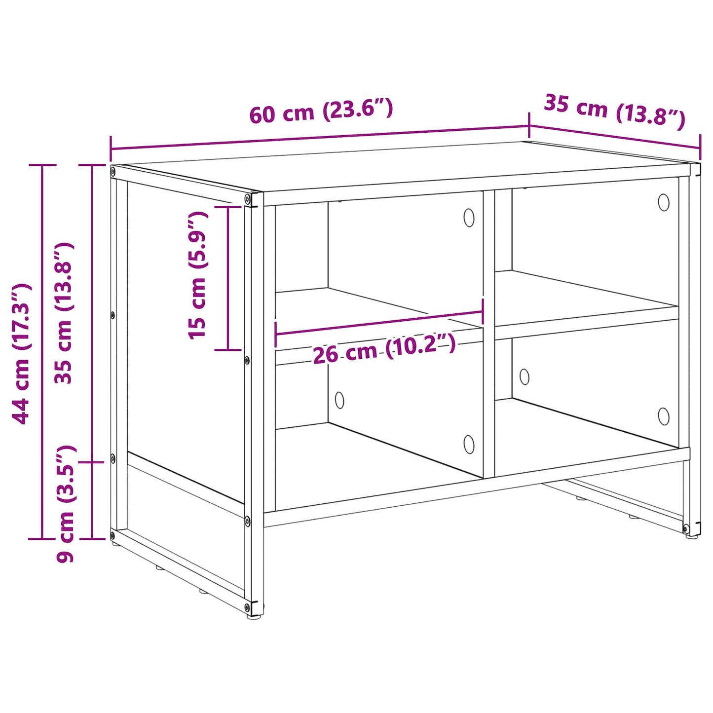 vidaXL Shoe Cabinet 60 x 35 x 44 cm Engineered Wood Black Oak