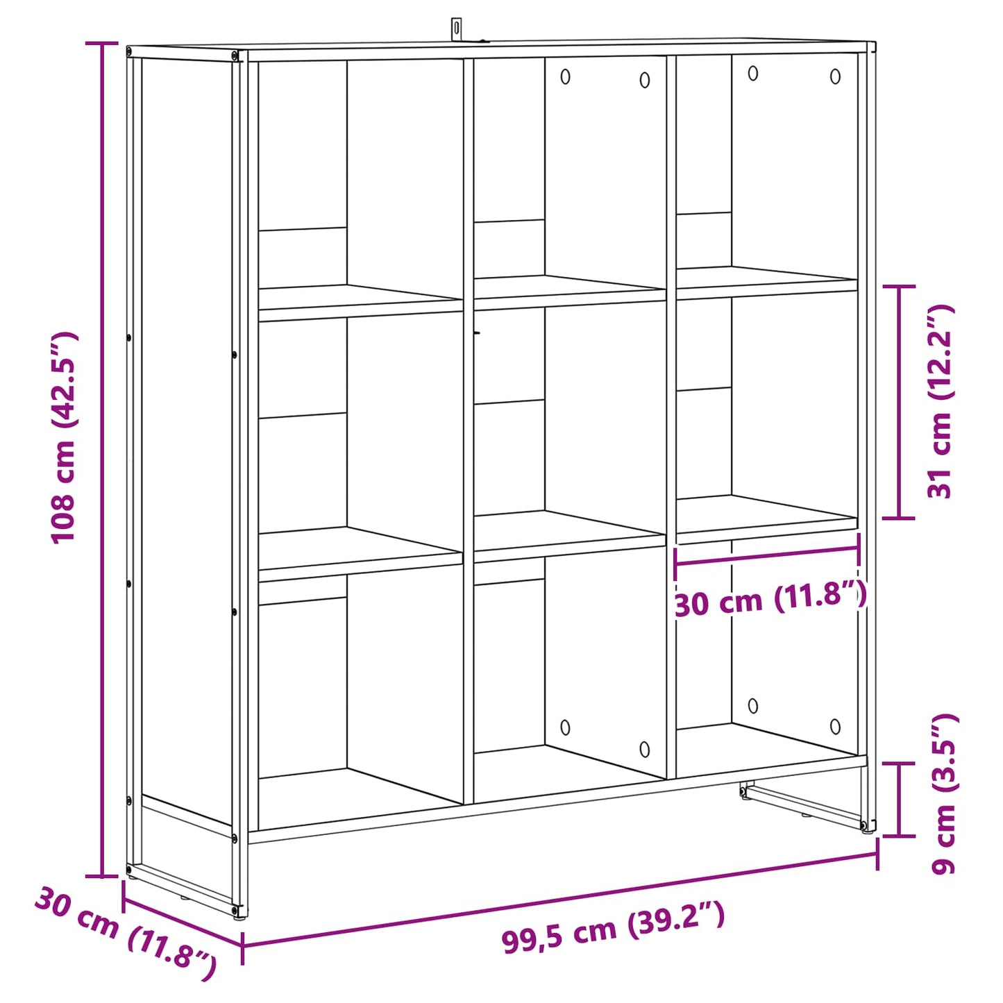 vidaXL Book Cabinet Artisian Oak 99.5 x 30 x 108.5 cm Engineered Wood