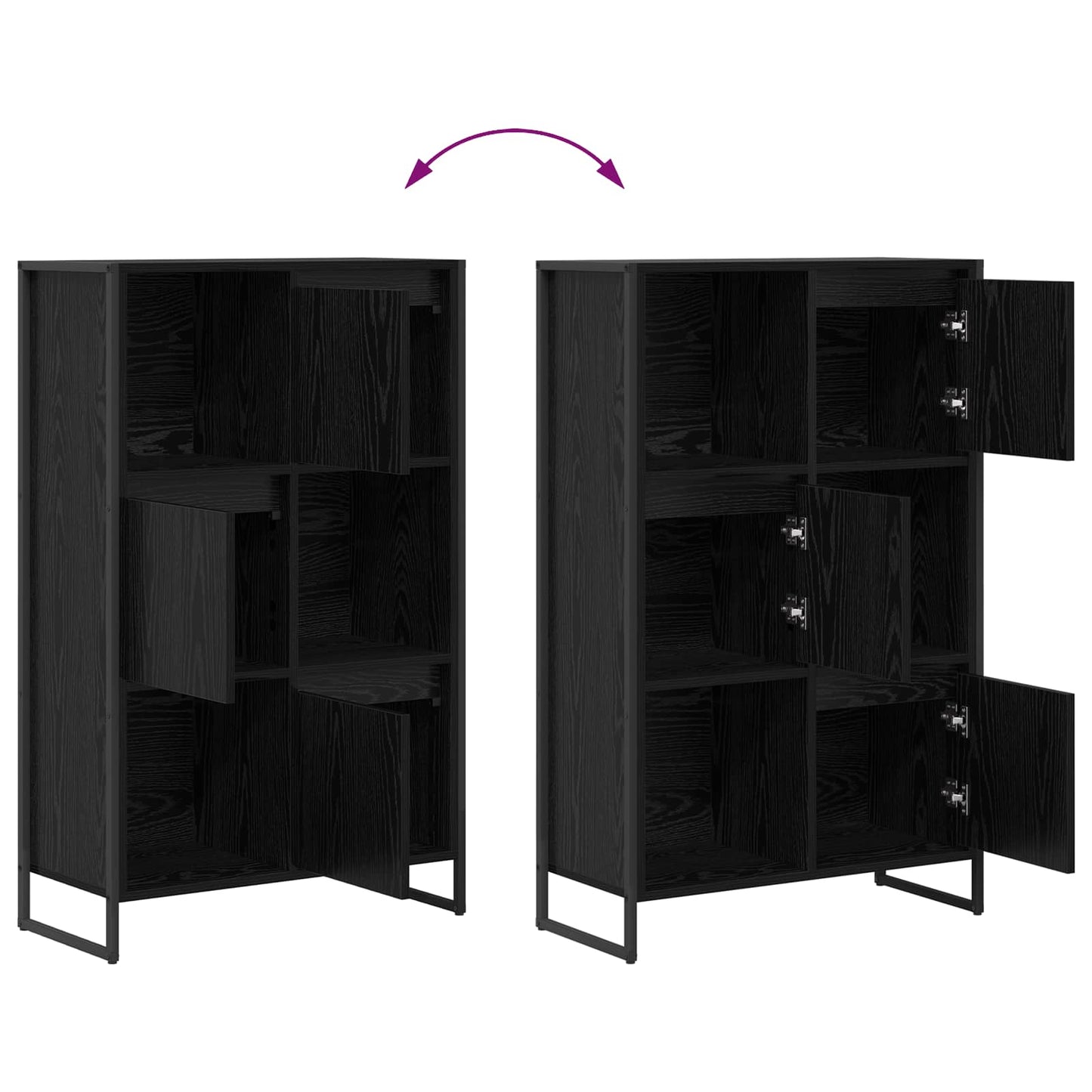 vidaXL Book Cabinet Black Oak 68 x 30 x 108.5 cm Engineered Wood