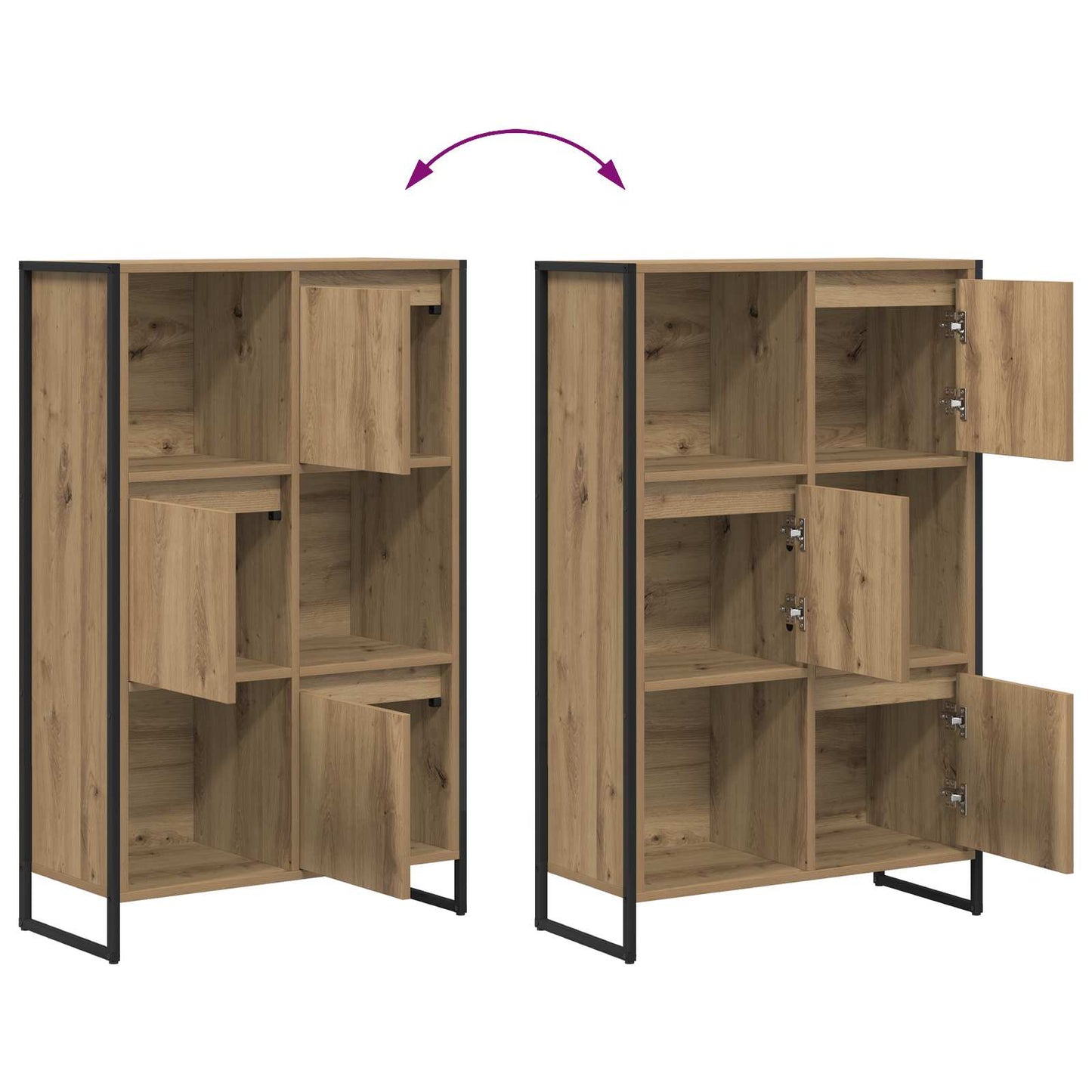 vidaXL Book Cabinet 68 x 30 x 108.5 cm Engineered Wood Artisian Oak