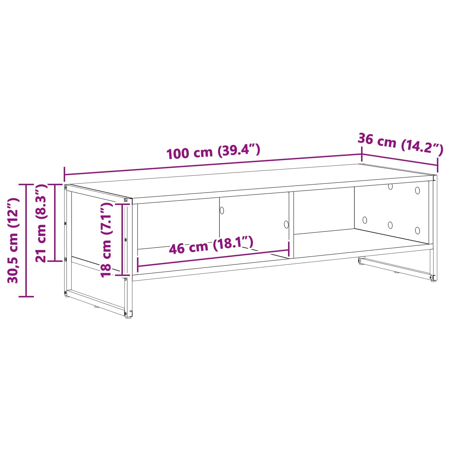vidaXL TV Cabinet Artisian Oak 100 x 36.5 x 30.5 cm Engineered Wood