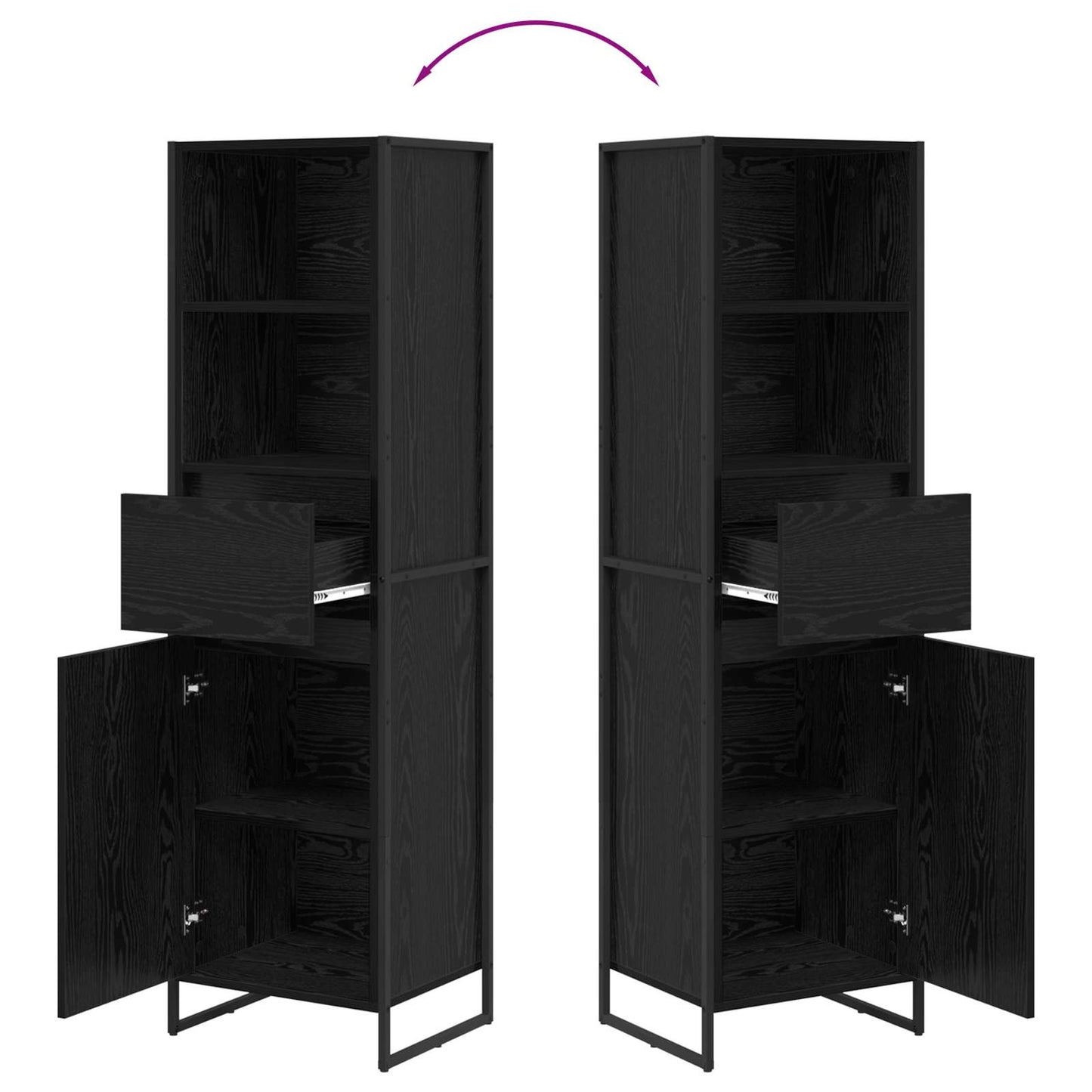 vidaXL Book Cabinet Black Oak 43 x 36 x 150.5 cm Engineered Wood
