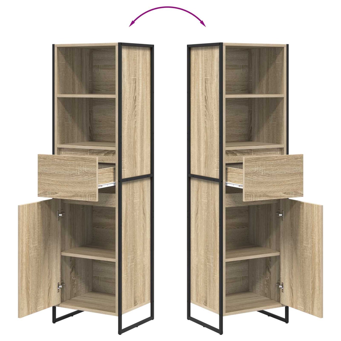 vidaXL Book Cabinet Sonoma 43 x 36 x 150.5 cm Engineered Wood