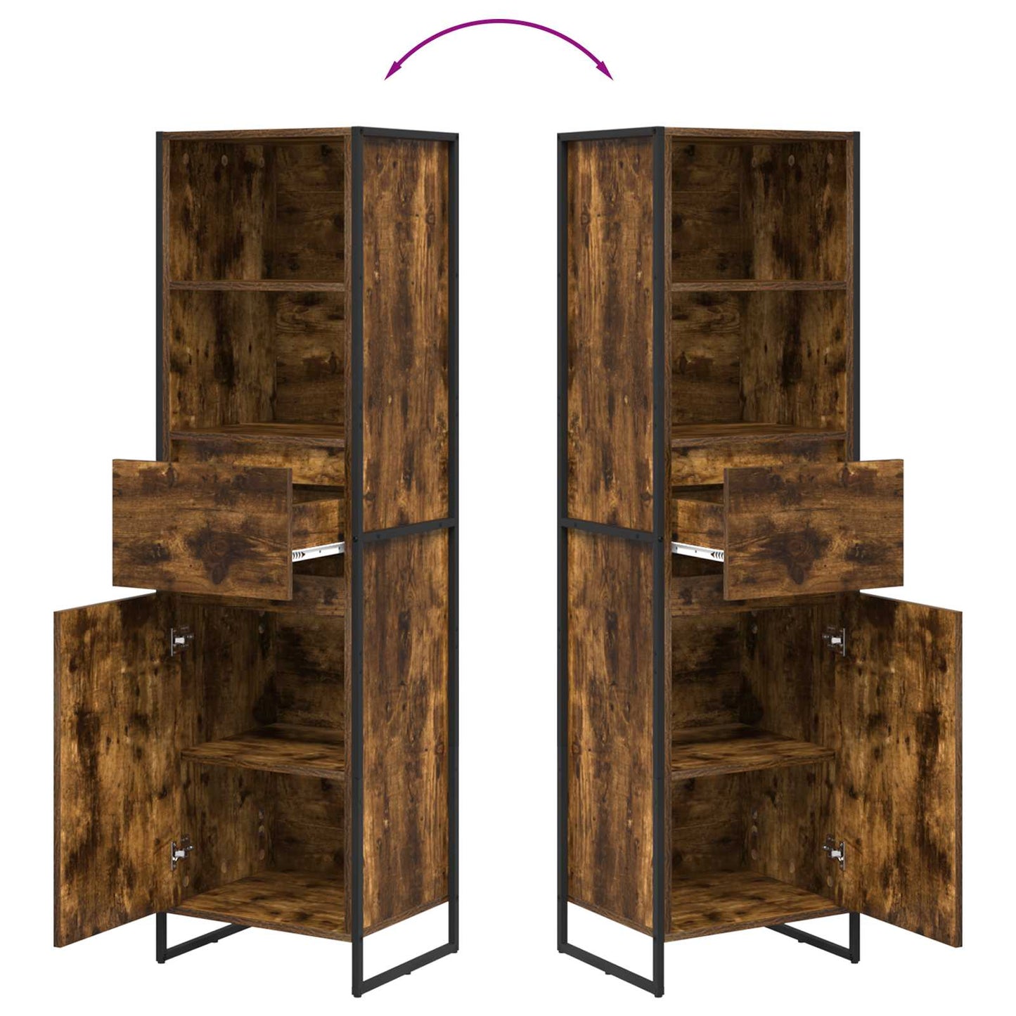 vidaXL Book Cabinet Smoke Oak 43 x 36 x 150.5 cm Engineered Wood
