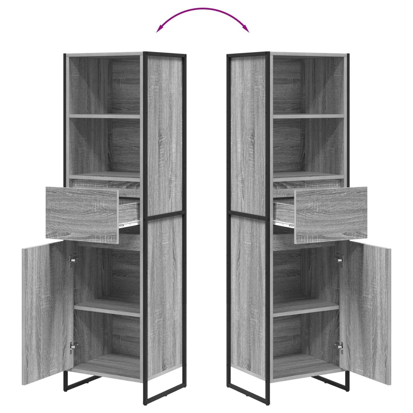 vidaXL Book Cabinet Grey Sonoma 43 x 36 x 150.5 cm Engineered Wood