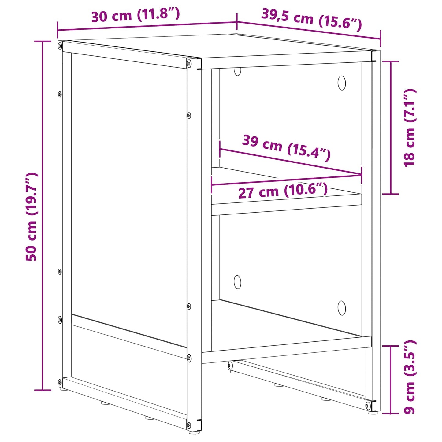 vidaXL Bedside Table Old Wood 39.5 x 30 x 50 cm Engineered Wood