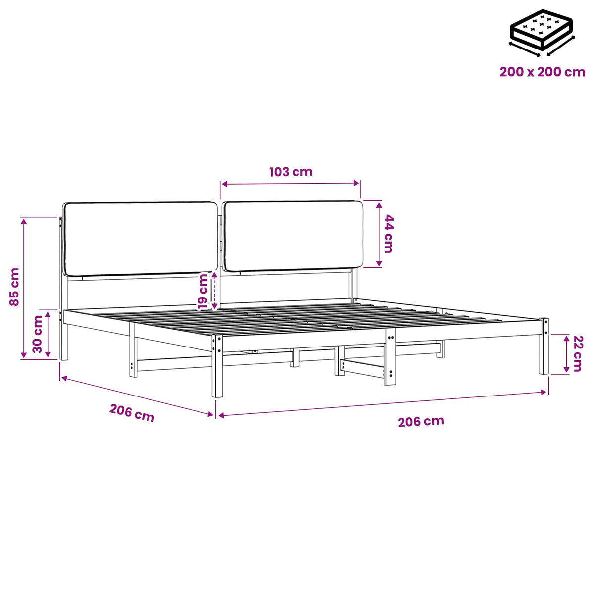 vidaXL Bed Frame with Upholstered Headboard Dark Brown and Light Grey