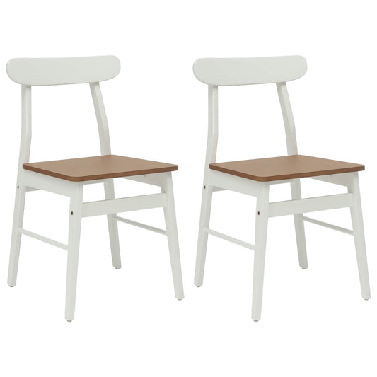 vidaXL Dining Chair 2 pcs White and Natural 43 x 44.5 x 77 cm