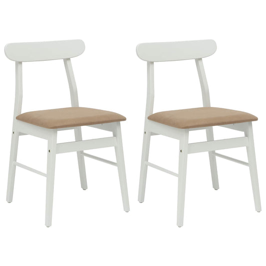 vidaXL Dining Chair 2 pcs White and Brown Solid Rubber Wood