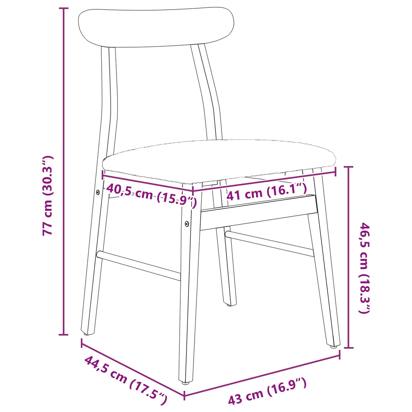 vidaXL Dining Chair 2 pcs Natural and Light Solid Rubber Wood