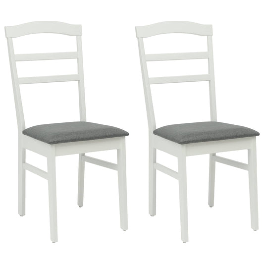 vidaXL Dining Chair 2 pcs White and Grey Solid Rubber Wood