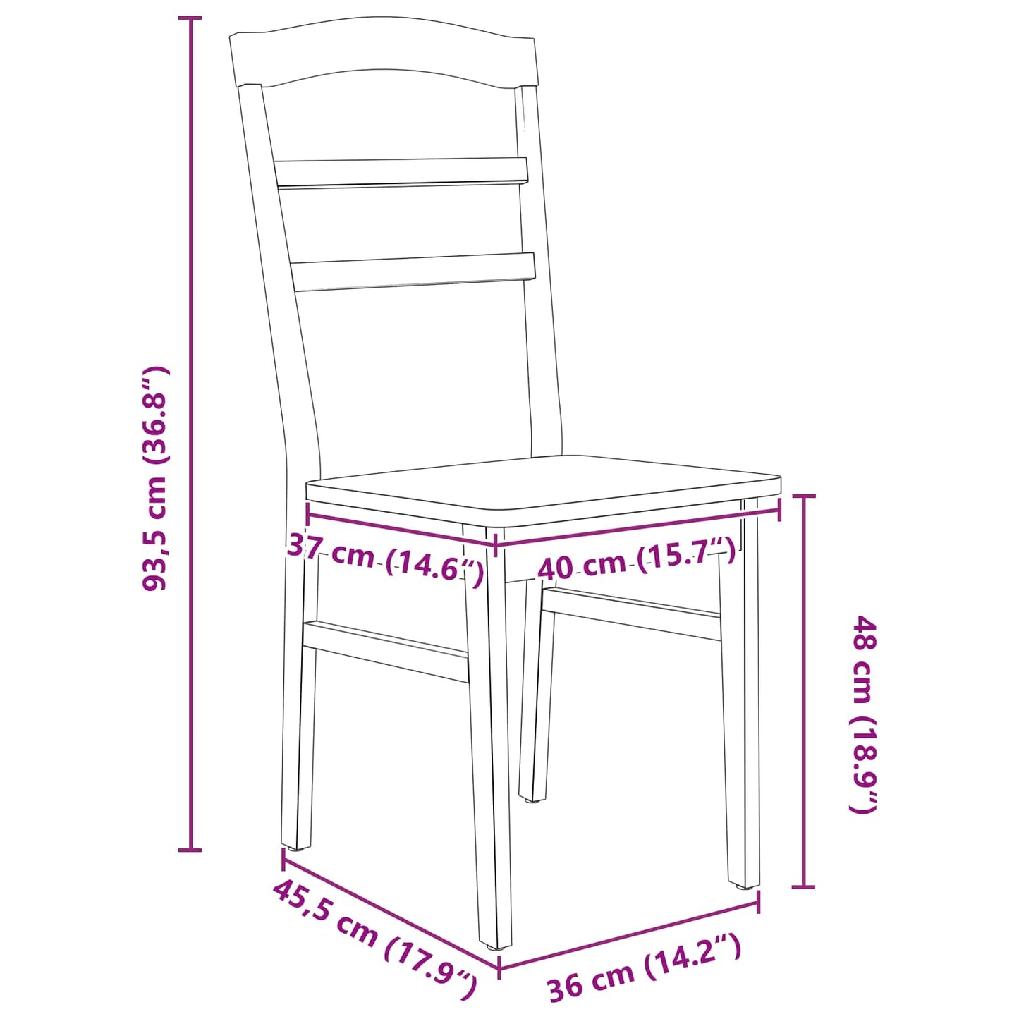 vidaXL Dining Chair 2 pcs White and Natural Solid Rubber Wood