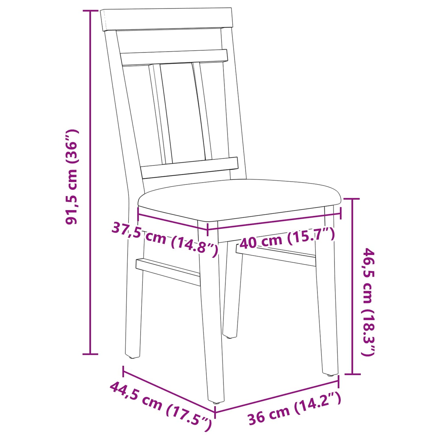 vidaXL Dining Chair 2 pcs Natural and Light Solid Rubber Wood