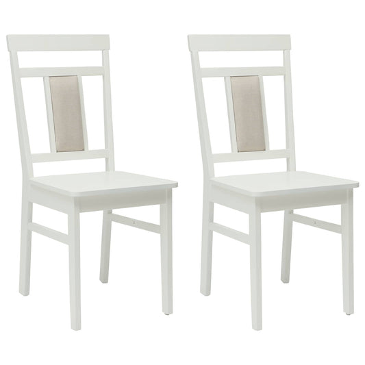 vidaXL Dining Chair 2 pcs White Solid Rubber Wood