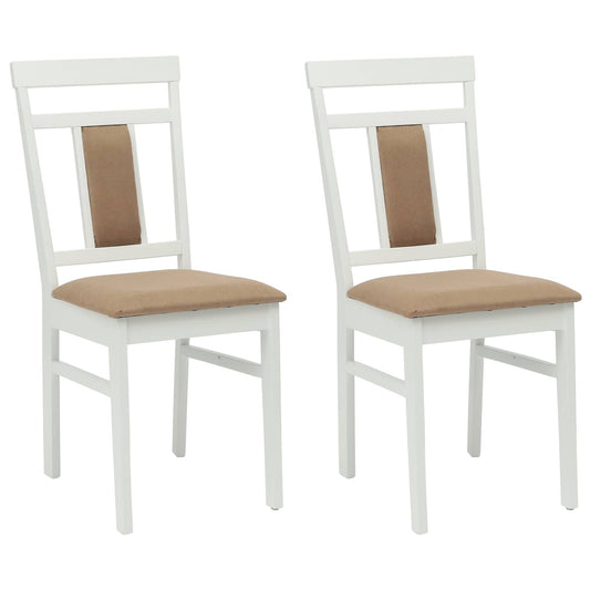 vidaXL Dining Chair 2 pcs White and Brown Solid Rubber Wood