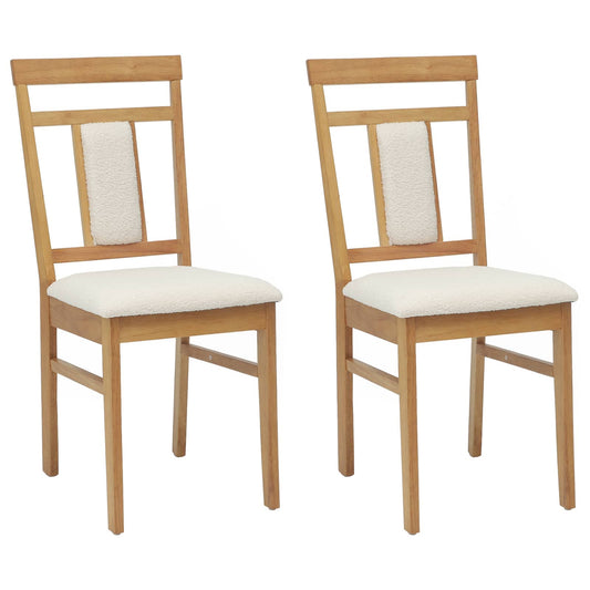 vidaXL Dining Chair 2 pcs Natural and Light Solid Rubber Wood