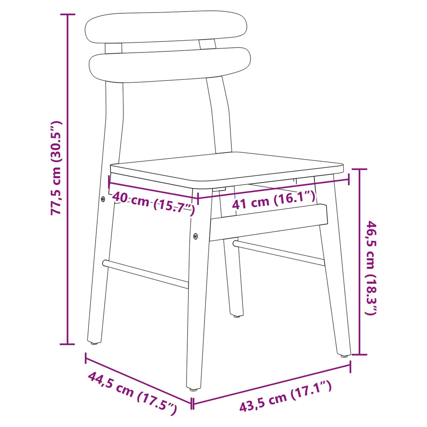 vidaXL Dining Chair 2 pcs White and Natural Solid Rubber Wood