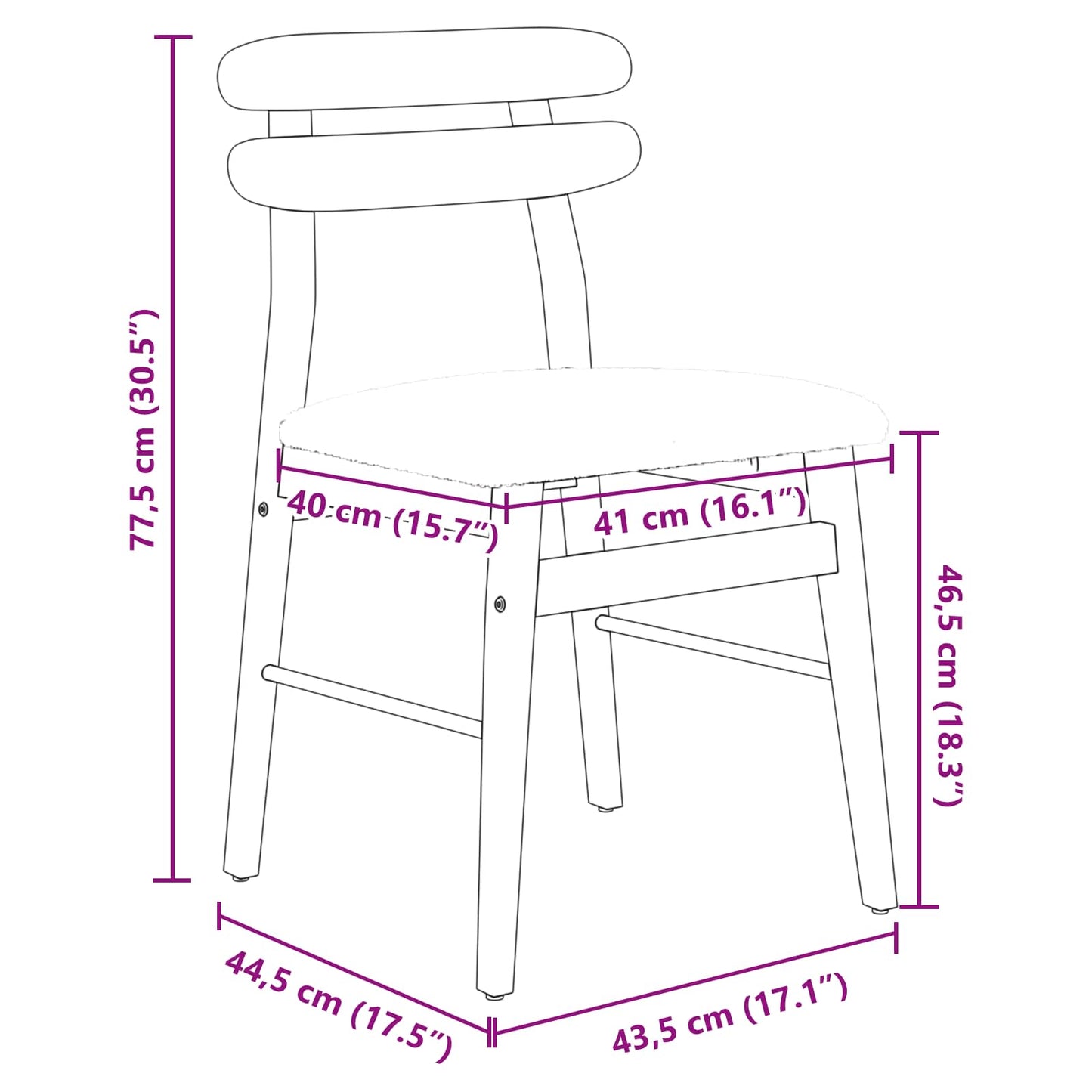 vidaXL Dining Chair 2 pcs Natural and Light Solid Rubber Wood