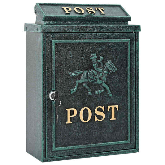 vidaXL Wall Mounted Mailbox Green 29 x 13 x 41 cm Cast Aluminum
